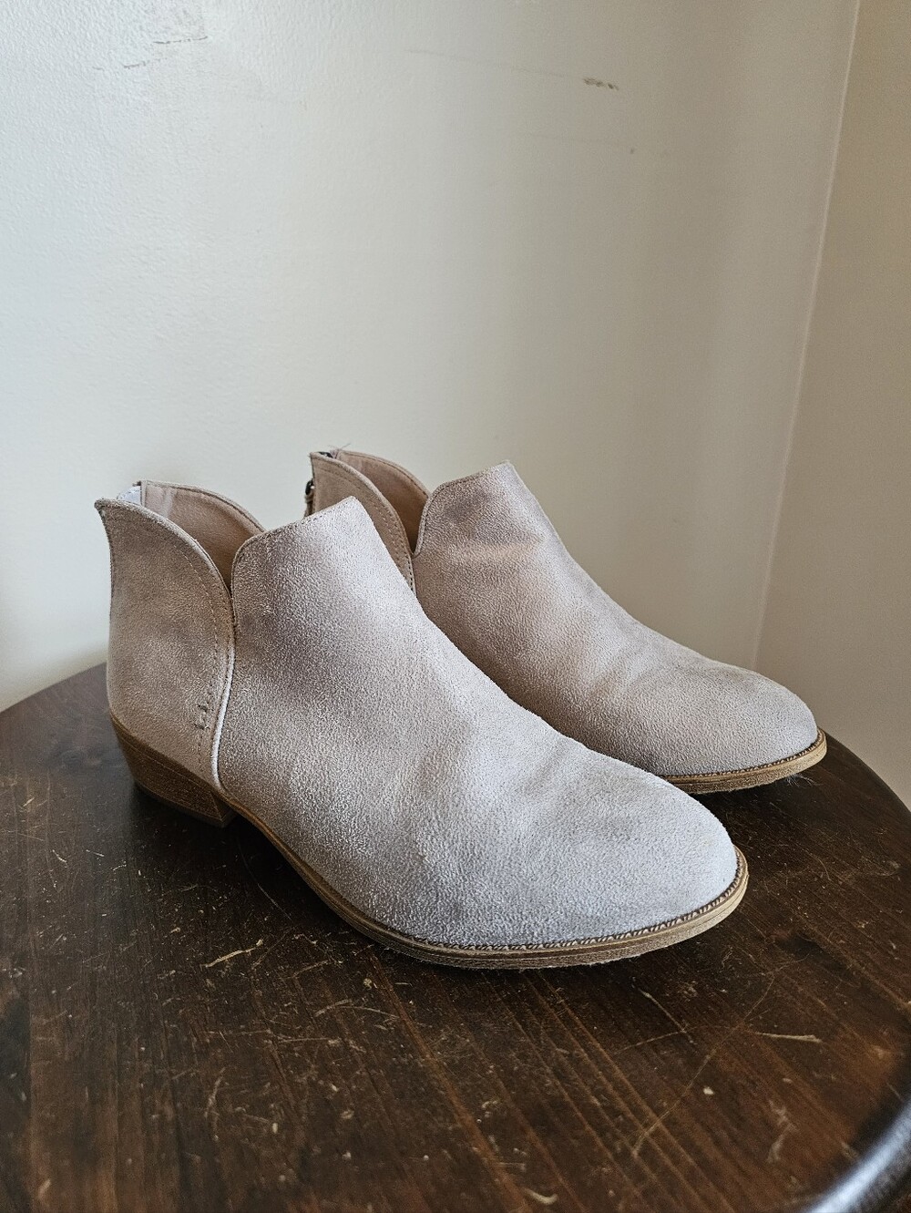 Light Gray Suede Ankle Booties